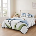 thumbnail image 2 of Twin Quilt Set 68''x86'', Blue Tulip Lightweight Summer Bedspread Coverlet Set with 2 Pillow Shams, Abstract Flower Country Farm Floral White Breathable All Season Quilt Bedding for Dorm/Bedroom, 2 of 9
