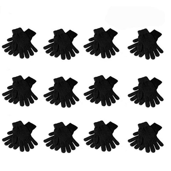 12Pairs Kids Warm Magic Gloves, Cold Weather Gloves Stretchy Knit Gloves Winter Magic Gloves Wholesale for Boys Girls Baby Teens Toddlers Children