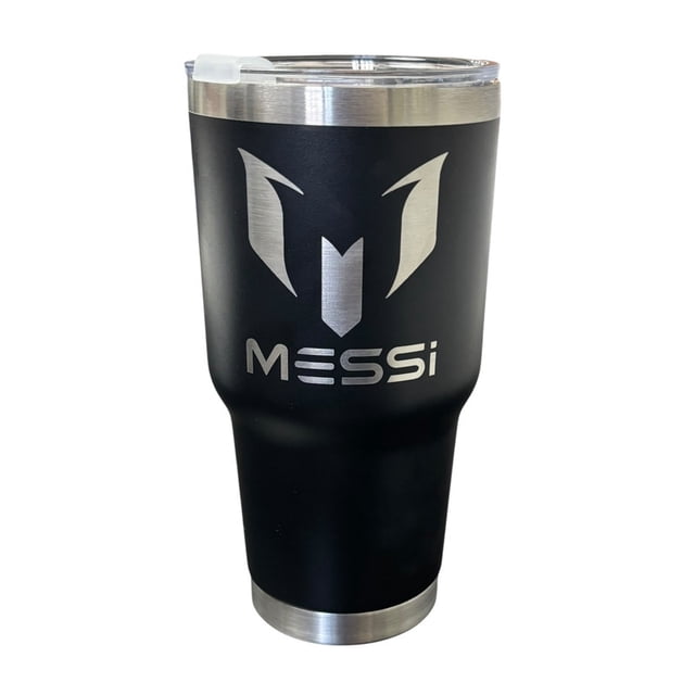 Termo de acero inoxidable color Negro, Messi, capacidad de 887 mililitros