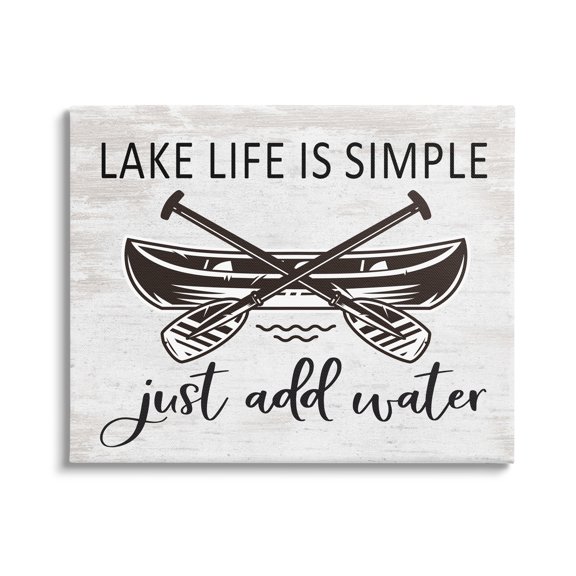 Stupell Industries Lake Life Canoe Ores Rustic Cabin Typography Graphic Art Gallery Wrapped Canvas Print Wall Art, Design by Lettered and Lined