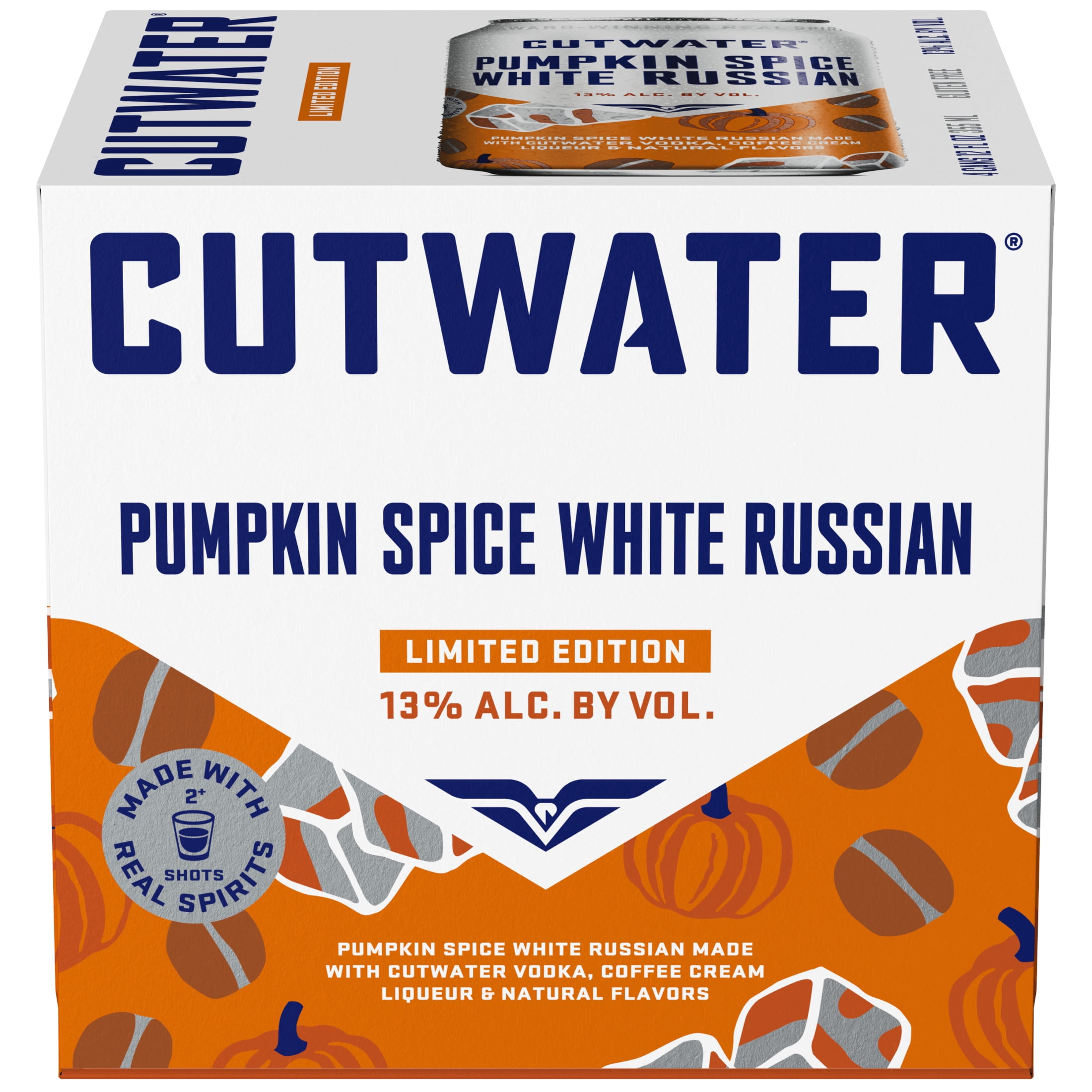 Cutwater Vodka Pumpkin Spice White Russian 4 pack of 12 fl oz Cans, 13% ABV