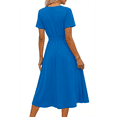 thumbnail image 5 of UVN Women Summer Dresses Short Sleeve V Neck A-Line Midi Dress Ladies Boho Beach Floral Print Sundress, 5 of 9