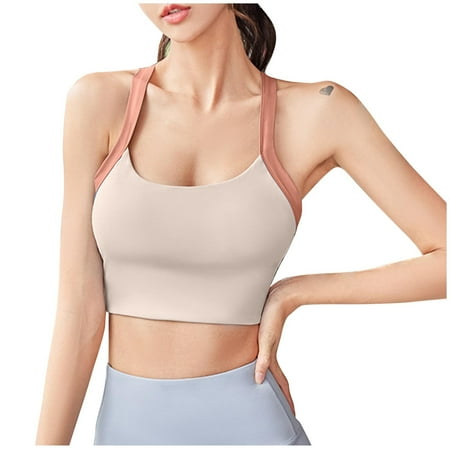 Annhoo Sports Bra for Women Cross Back Medium Support Workout Yoga Bra Full Coverage Push up Seamless Bralette