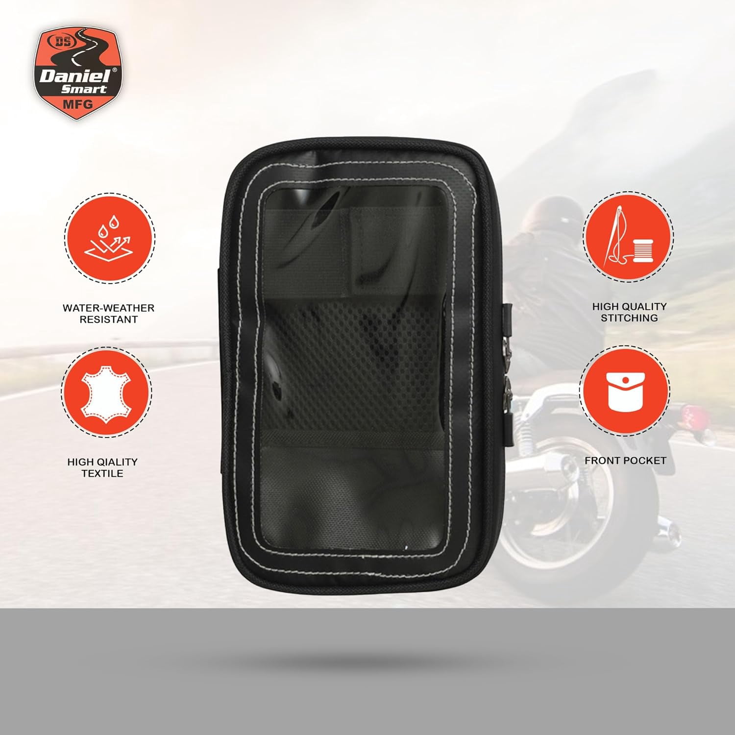 DS Daniel Smart Black Cell Phone Case with Touch Screen Pocket