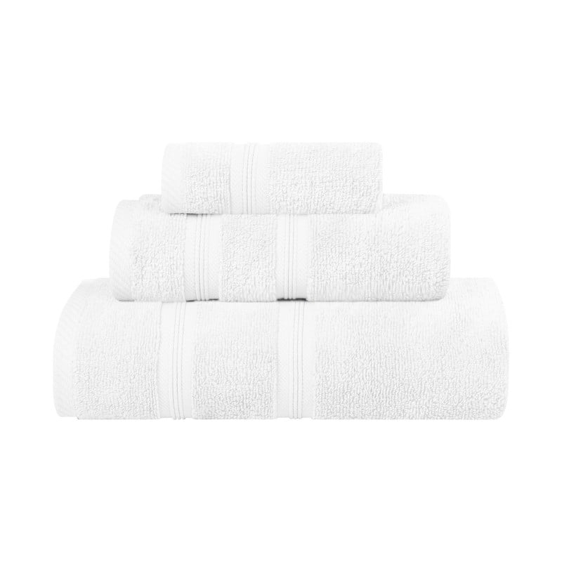 Superior Smart Dry 3-Piece Zero Twist Soft Cotton Towel Set, Quick Dry Fade Resistant, White