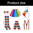 thumbnail image 3 of Clown Costume Set for Women Circus Outfit Feathered Headband Rainbow Tutus Skirt Gloves Socks Suspenders Halloween Costume, 3 of 9