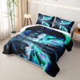 thumbnail image 3 of Manfei Safari Animal Twin Quilt Set,Northern Lights Twin Coverlet Set,Black Green,2 Pieces, 3 of 7