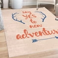 thumbnail image 1 of Adventure Decorative Rug, Calligraphic Words Antlers and Arrow on Grunge Dotted Backdrop, Quality Carpet for Bedroom Dorm and Living Room, 6 Sizes, Pale Peach, by Ambesonne, 1 of 4