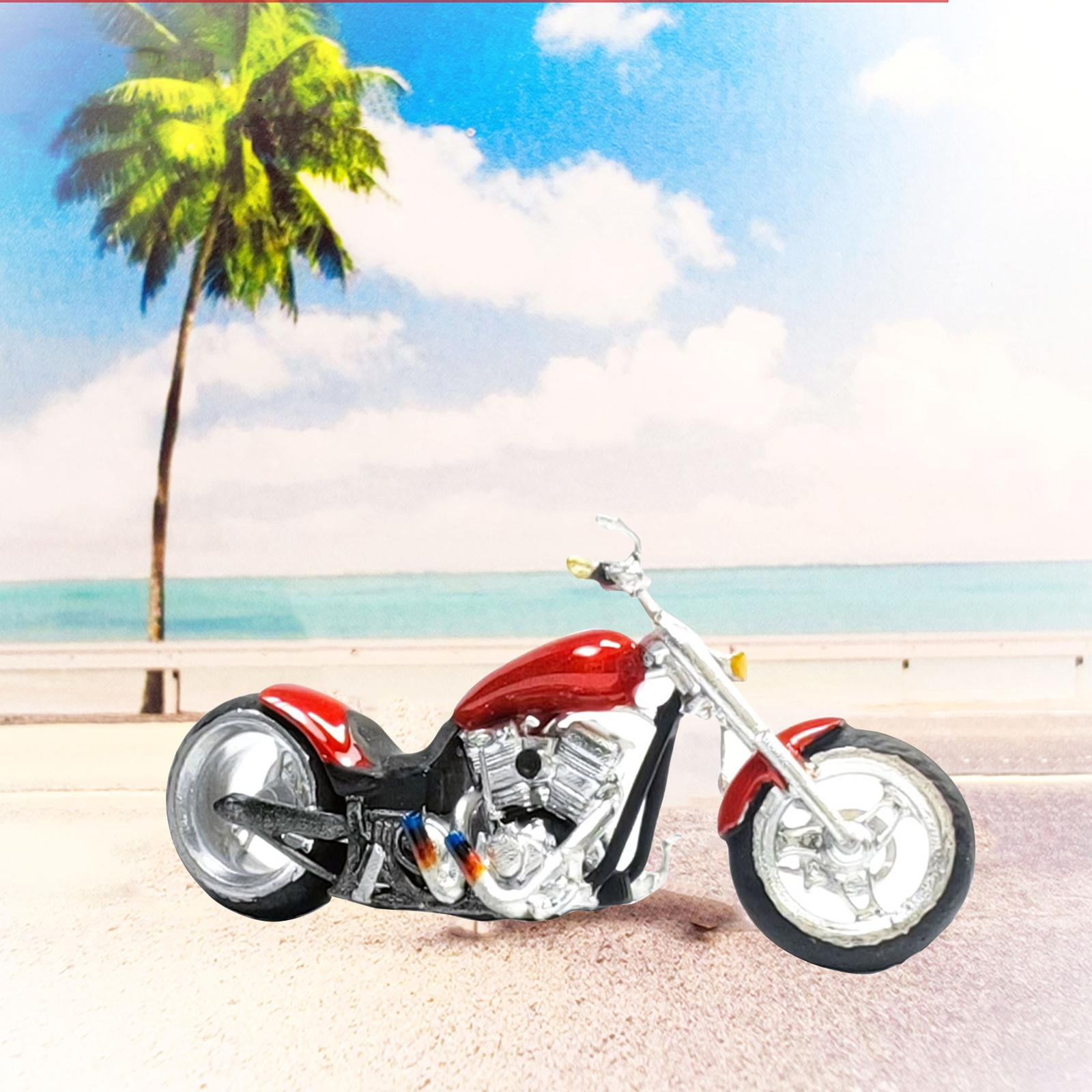 Zxpjkyu 1/64 Miniature Motocycle Figurines Diorama Figurines for Railroad Scene Building Red