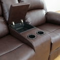 thumbnail image 3 of Aukfa Double Manual Recliner Chair, Overstuffed Loveseat w/ Cupholders,Leather, Brown, 3 of 10