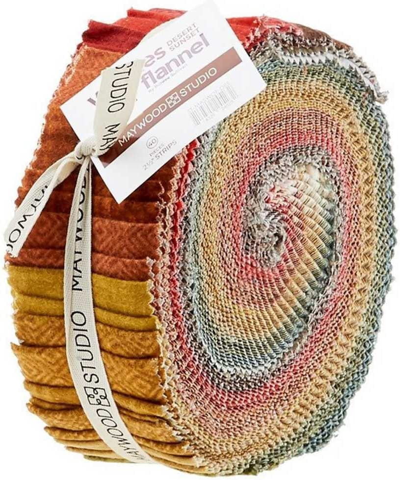 Bonnie Sullivan Woolies Flannel Desert Sunset Strips 40 2.5-inch Strips Jelly Roll Maywood Studio (ST-MASWOF-DES) M524.37