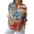 thumbnail image 2 of Xdegoge Long Sleeve Shirts for Women 4Th of July Shirts Patriotic Usa T Shirt Loose Fit American Flag Shirt Button Up Trendy Collared Blouses Summer Tunic Tops Flash of The Day Save for Later, 2 of 4