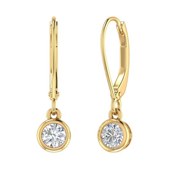 0.66 Carat Diamond Lever-back Drop Earrings in 14K Yellow Gold - IGI Certified