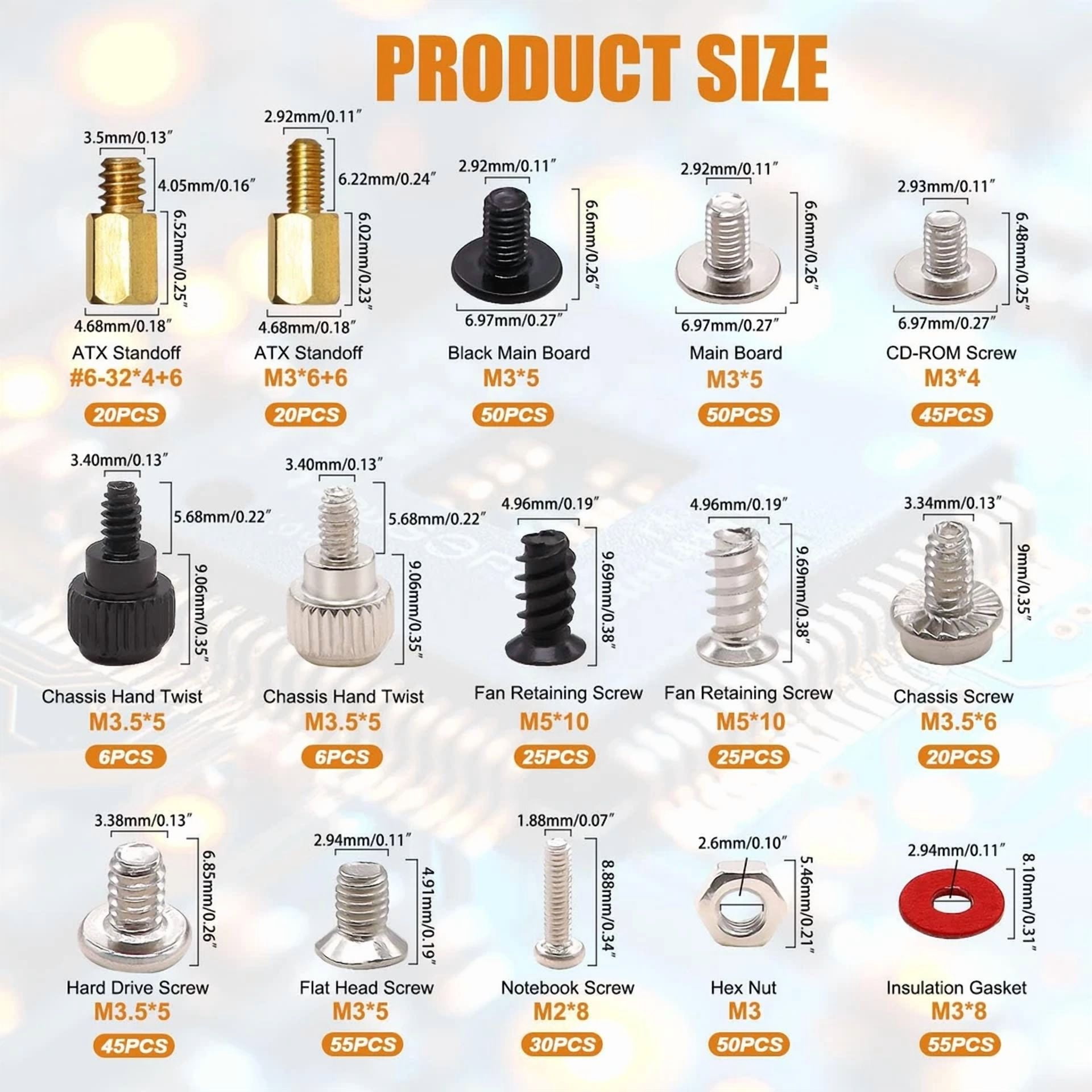 CIRCLE- 502Pcs Computer Screw Assortment Kit Motherboard Standoffs Screws Laptop Scre...