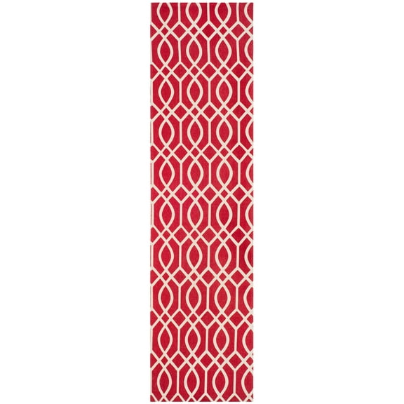 SAFAVIEH Cedar Brook Dubhan Geometric Cotton Runner Rug, Coral/Ivory, 2' x 8'