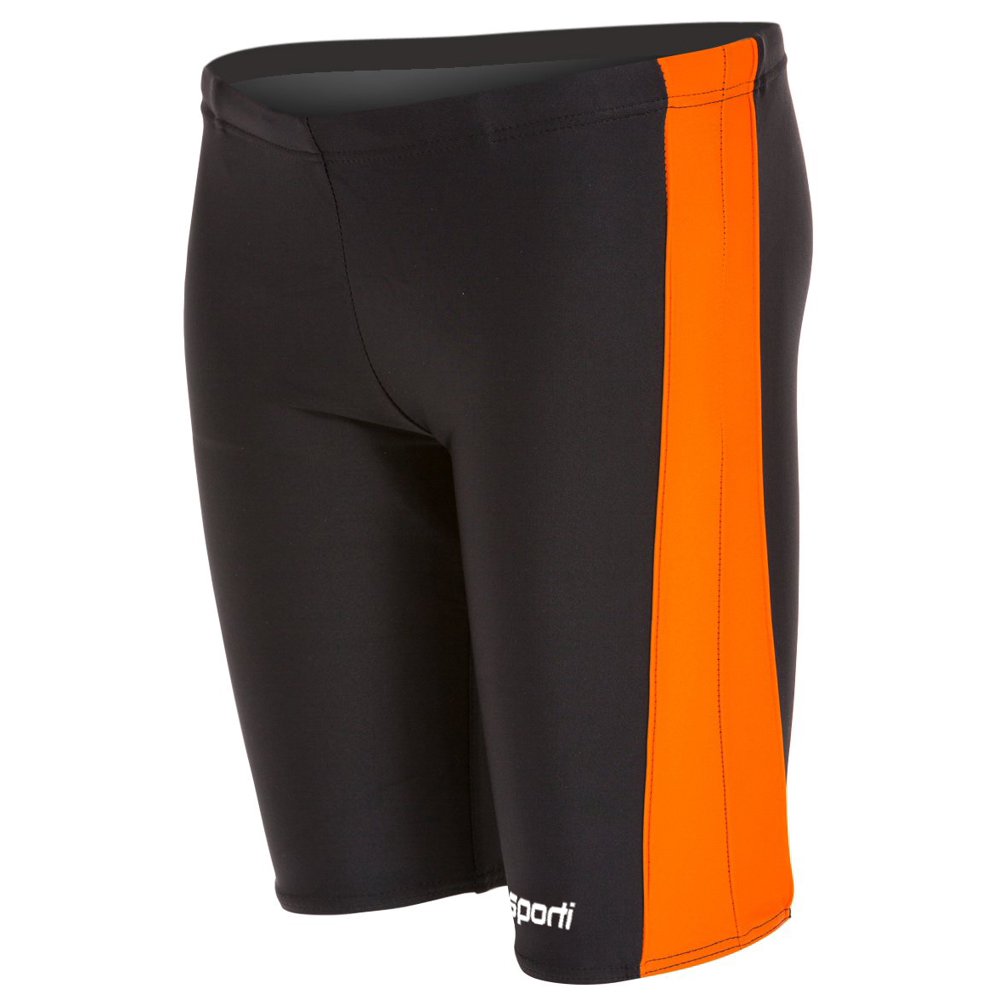 Sporti Piped Splice Swim Jammer Swimsuit Youth 2228 (24Y, Black/Orange)