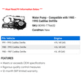 thumbnail image 2 of Water Pump - Compatible with 1985 - 1995 Cadillac DeVille 1986 1987 1988 1989 1990 1991 1992 1993 1994, 2 of 2