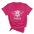 thumbnail image 1 of T-Shirts à Col en Coton pour Femmes, Imprimé Abeille, Manches Courtes, Grande Taille, Blouse d'Été, 1 of 3