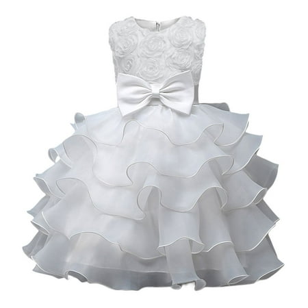 

Toddler Baby Girls Tulle Dress Sleeveless 3D Flower Princess Wedding Pageant Dress Party Dresses Bow Lace Tulle Tutu Dress 0-7T