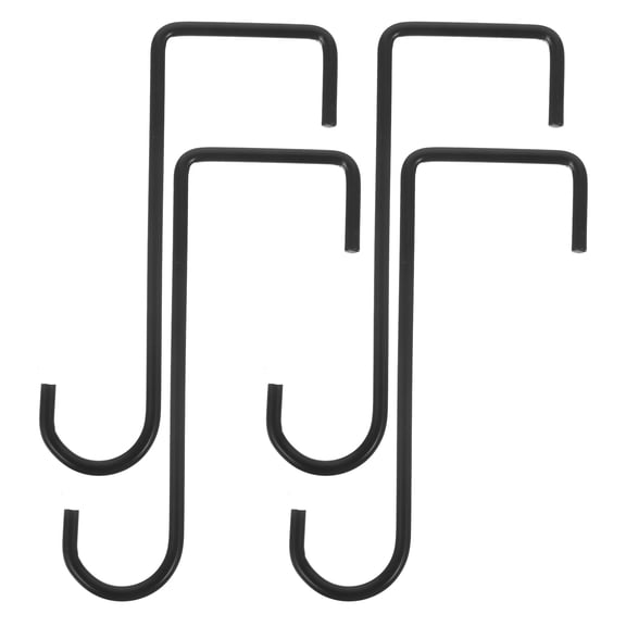 LOLIPPYY 4-Pack Black Metal Flower Hooks with Curved Design, Outdoor Plant Hanging Brackets for Garden and Patio