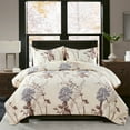 thumbnail image 3 of Hong and Arts Inc. Home Decor Soft Luxury Fluffy Goose Down Alternative Bedding Printed Comforter Set, Blue Chrysanthemum Floral Cream Base Cream,, 3 of 5