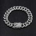12MM White Gold Plated Iced CZ Out Miami Cuban Link Bracelet Chain for
