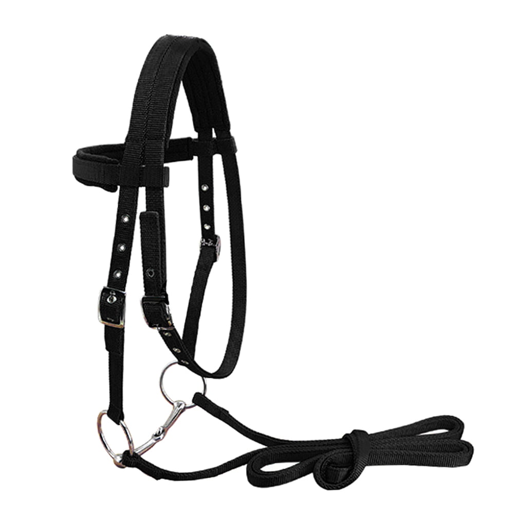 Full Size,Black English Equestrian Bridles Thicken Leather Headstall Bridle with Soft Padded and Detachable Halter Reins Horse Bridle for Outdoor Horse Riding Training 