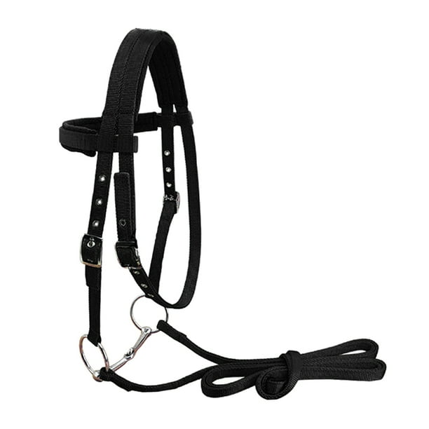 Brida De Caballo Arnés De Rienda Headstalls Extraíble Snaffle Nylon Correas Negro L Sunnimix Riendas de brida para montar a caballo