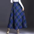 thumbnail image 6 of Women's Lattice Skirt Warm Elastic Waist Wool A-Line Pleated Tartan Winter Long Skirts, 6 of 14