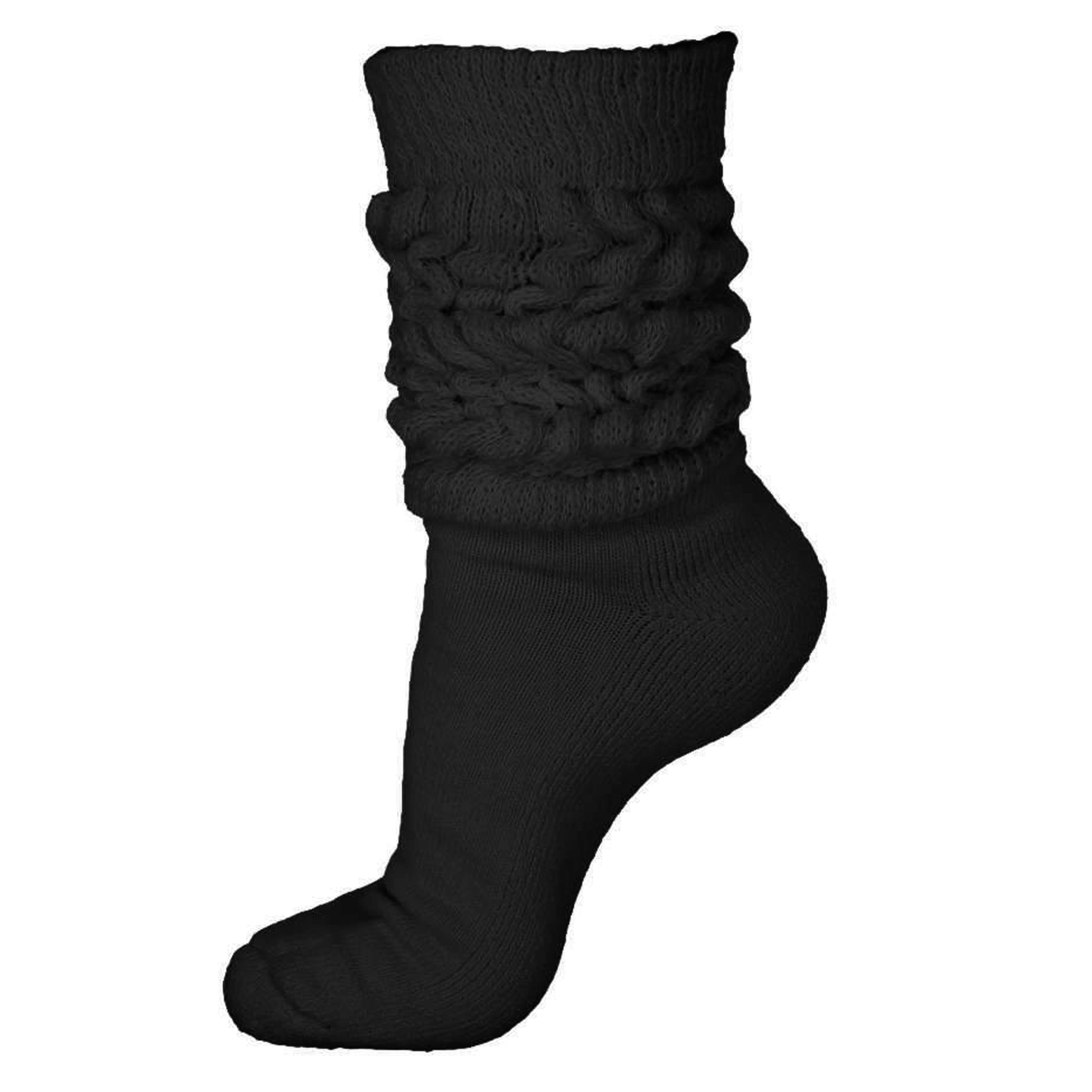 3 Pairs Women's Black Slouch Socks Scrunch Baggy Cotton Plush Thick ...