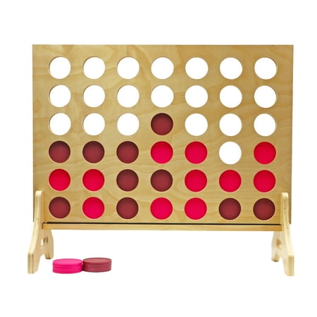 Tailgating Pros Premium Giant Four in a Row with Carrying Case - Jumbo Oversized Outdoor Yard Game - Connect Multiple Pucks in a Row to Win - Many Puck Colors Available!