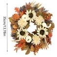 thumbnail image 2 of 13.8 Inch Fall Wreath with White Sunflowers and Pumpkins, Autumn Front Door Wreath with Berries, Maple Leaves, Pine Cones for Halloween, Thanksgiving Home Decor Indoor Outdoor, 2 of 6