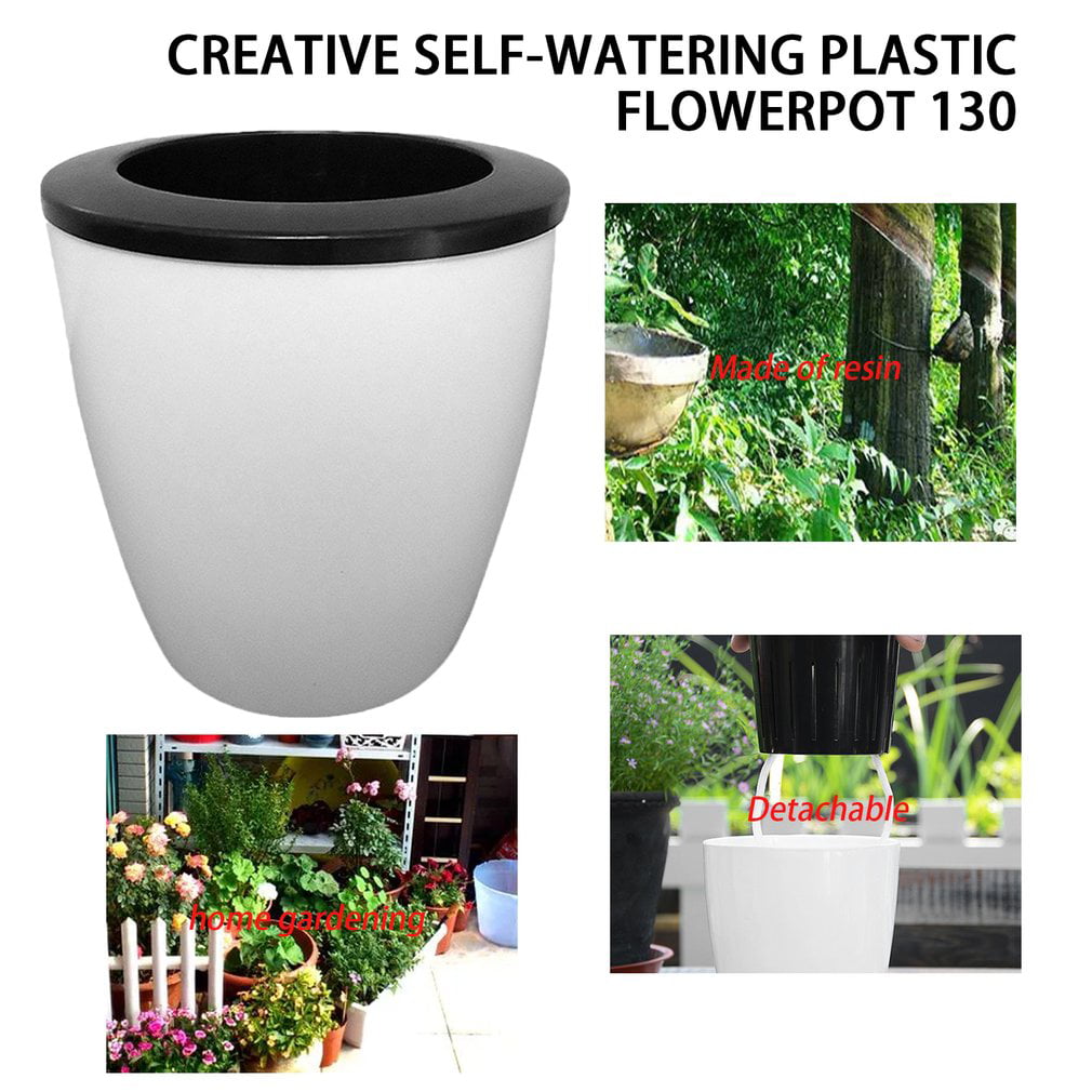 Durable Plastic Self Watering Planter Pots Flowerpot Home Garden Ornament 