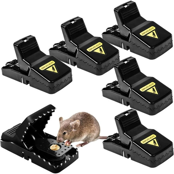 Effective and Hygienic 6-Pack Reusable Mouse Trap Clips with Removable Bait Container, High-Sensitivity Indoor & Outdoor Rat Traps