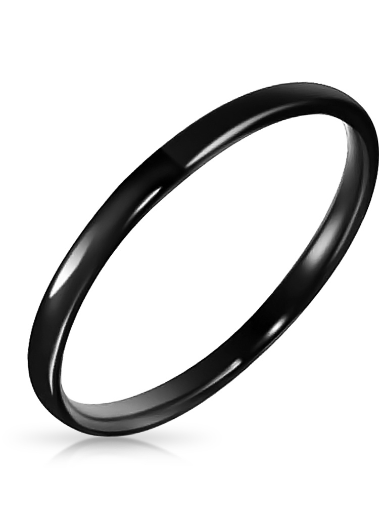 Black Stacking Ring Thin Tungsten Wedding Band 2mm Polished Band