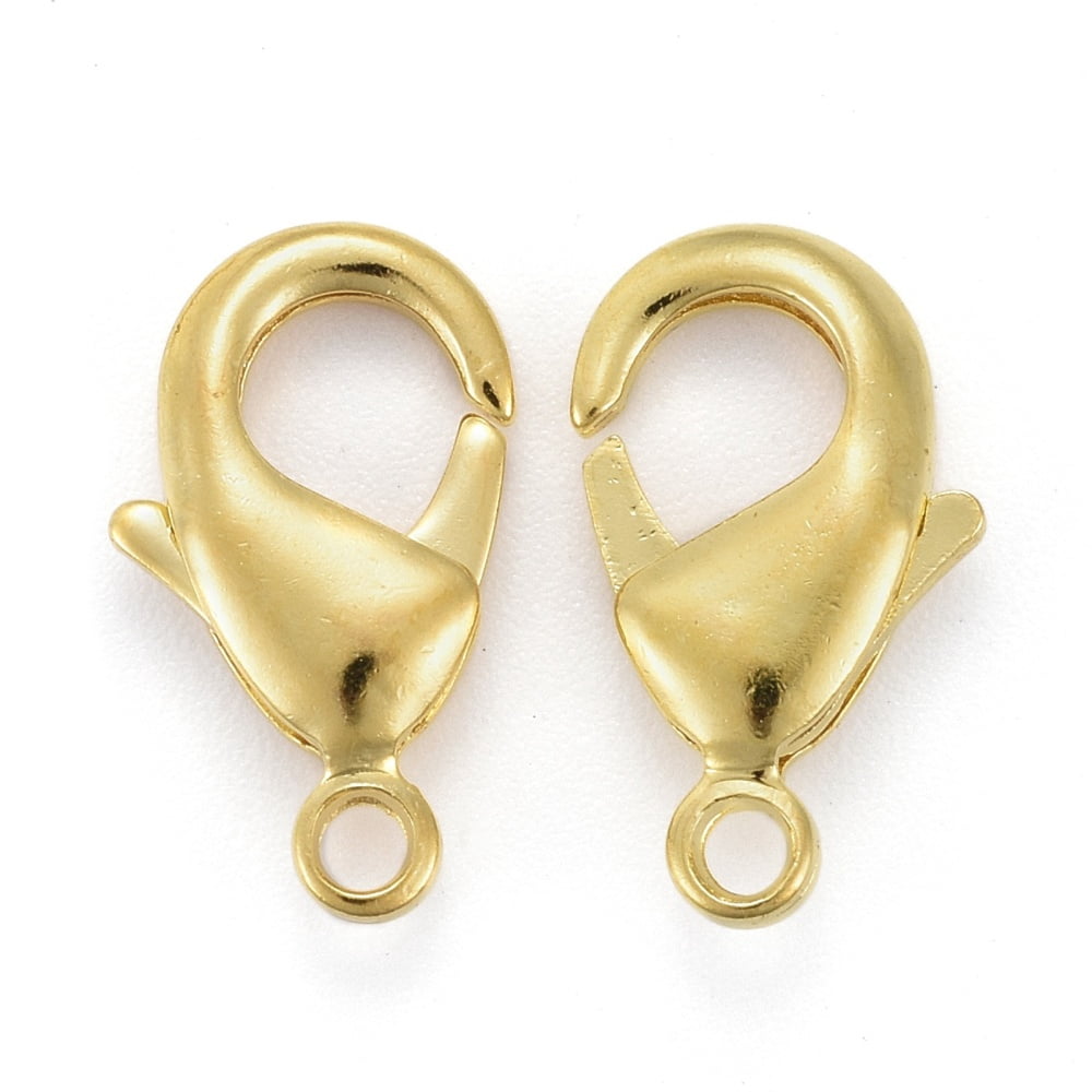 200pcs Brass Lobster Claw Clasps Parrot Trigger Clasps Cadmium Free & Nickel Free & Lead Free Golden 15x8x3mm Hole: 2mm DIY