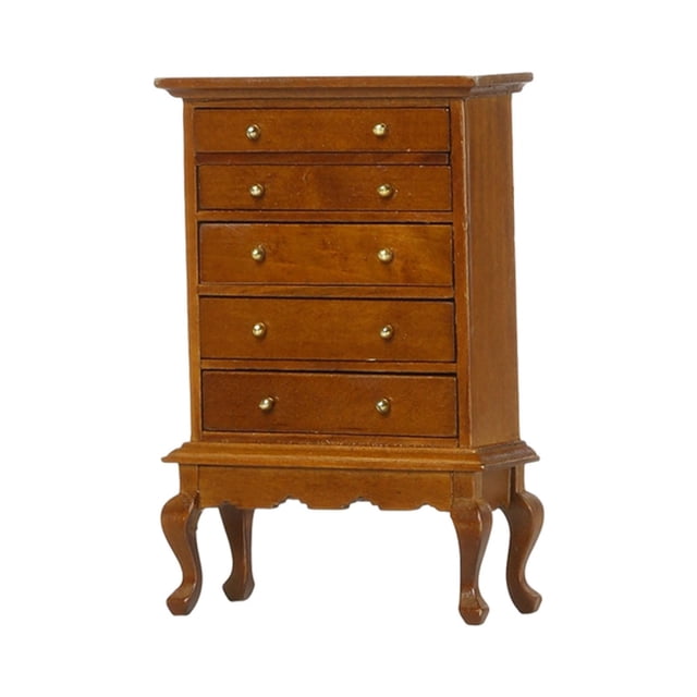 Xuanheng Maison de Poupée Commode Miniature 1/12 Vitrine Maison de Poupée Marron