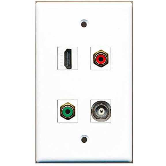 RiteAV - 1 Port HDMI 1 Port RCA Red 1 Port RCA Green 1 Port BNC Wall Plate