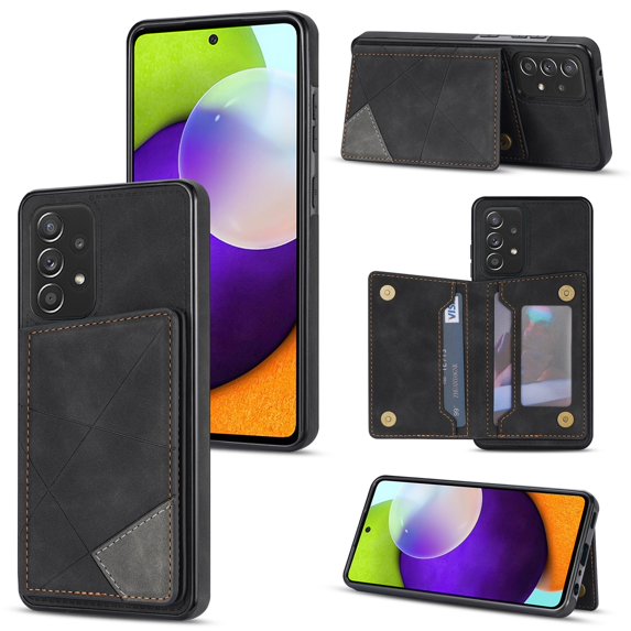 SaniMore for Samsung Galaxy A53 5G 6.5" PU Leather Case RFID Blocking, Back Magnetic Button Flip Wallet Cover Built-in Card Slot & Multi-Angle Kickstand Ultra-Thin Full Body Protective Shell, Black