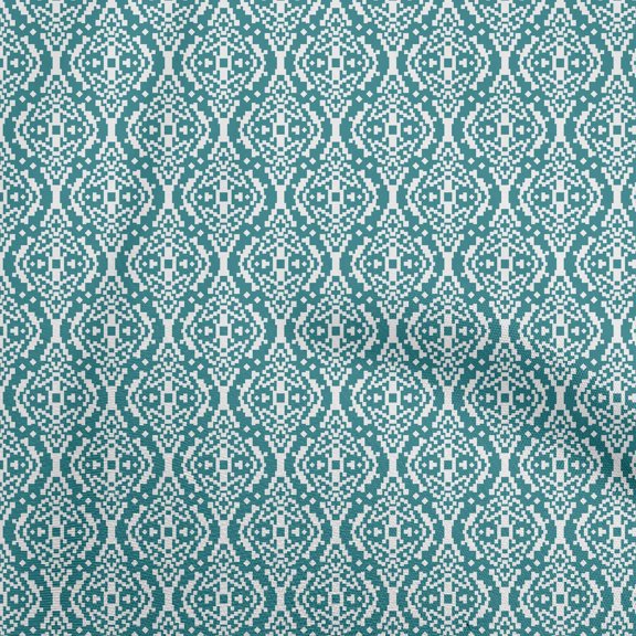 oneOone Georgette Viscose Teal Blue Fabric Geometric Sewing Fabric By The Yard Printed Diy Clothing Sewing Supplies 42 Inch Wide