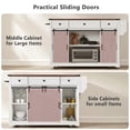 thumbnail image 6 of Harper & Bright Designs Farmhouse Kitchen Island with Storage, Sliding Barn Door & Metal Grid Side Door, Rolling Kitchen Island on 5 Wheels with Glass Holders, Island Table with Drop Leaf, White, 6 of 18