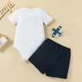 thumbnail image 4 of SRZYMJ Baby First Birthday Outfit Boy Short Sleeve Gentleman One Year Romper + Shorts Cake Smash Bodysuit Set Navy 6-9 Months, 4 of 9