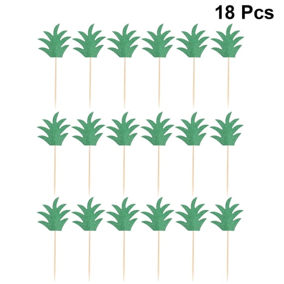 WHAMVOX 18pcs Pineapple Leaf Cake Toppers Lovely Fruits Dessert Picks Cupcake Decor Party Supplies