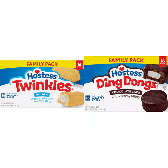Hostess Twinkies Golden Sponge Cake - Family Pack, 16 ct&Hostess Ding Dongs - Family Pack, 16 ct