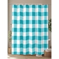 thumbnail image 4 of Turquoise Checkered Shower Curtain Set, Waterproof Shower Curtains for Bathroom, Farmhouse Buffalo Plaid Washable Fabric Cloth Bath Curtain for Bathtub Decoration with Hooks 72x78 Inches, 4 of 6
