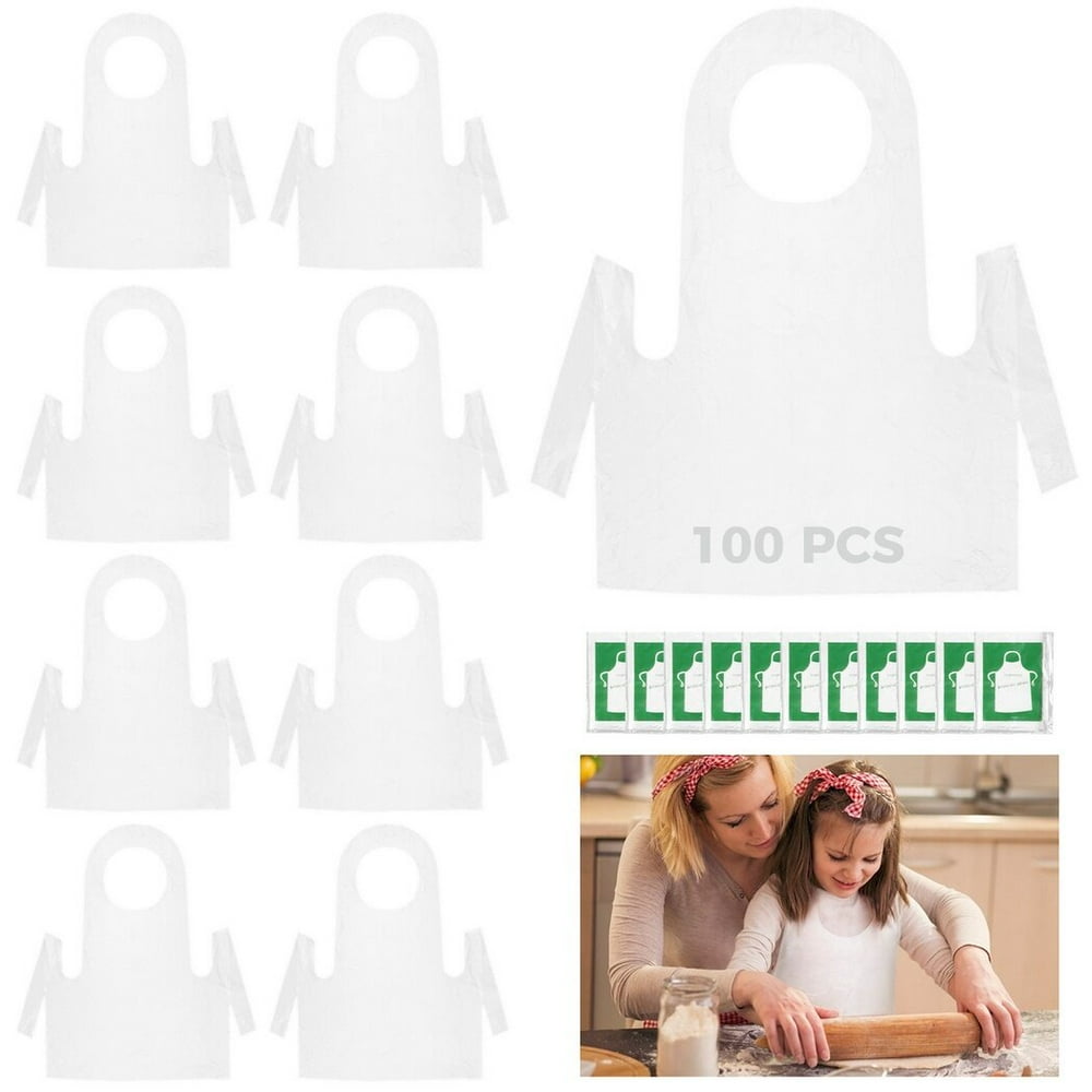Lot De 35 Tabliers Jetables Enfants 55x65 Cm - Plastique Transparent, Imperméable, Pour Peinture, Cuisine, Bricolage