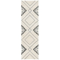 SAFAVIEH Casablanca Jannine Geometric Shag Runner Rug, Ivory/Grey, 2'3" x 6'