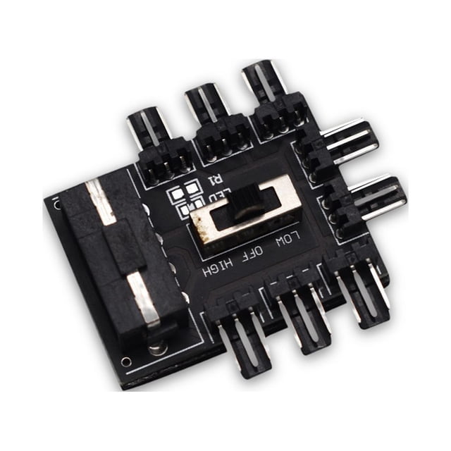 Placa base de la computadora FAN HUB Refrigerador Splitter Conector Extension PC 12V 3PIN 2 Nivel Speed Controller Adaptador Regulador grande 4P Powered Eigraketly EL005647-02