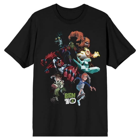 Ben 10 Aliens & Monsters Adult Black Crew Neck Short Sleeve T-shirt - XS