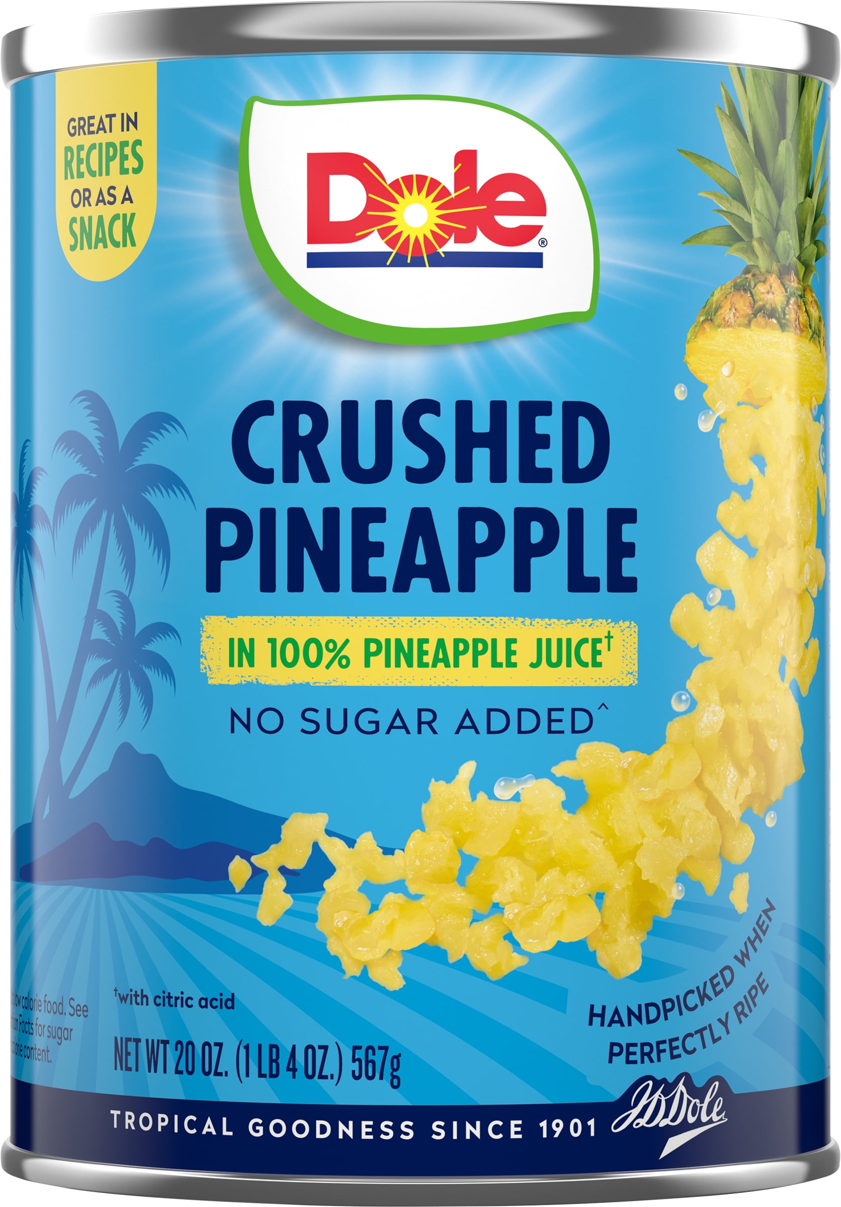 (12 pack) Dole Crushed Pineapple in 100% Pineapple Juice, 20 oz Can
